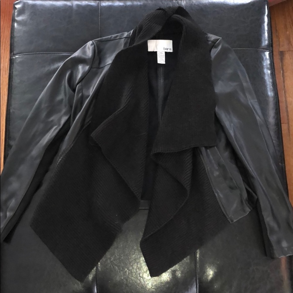 Faux leather jacket with sweater trim NEW W/O TAGS